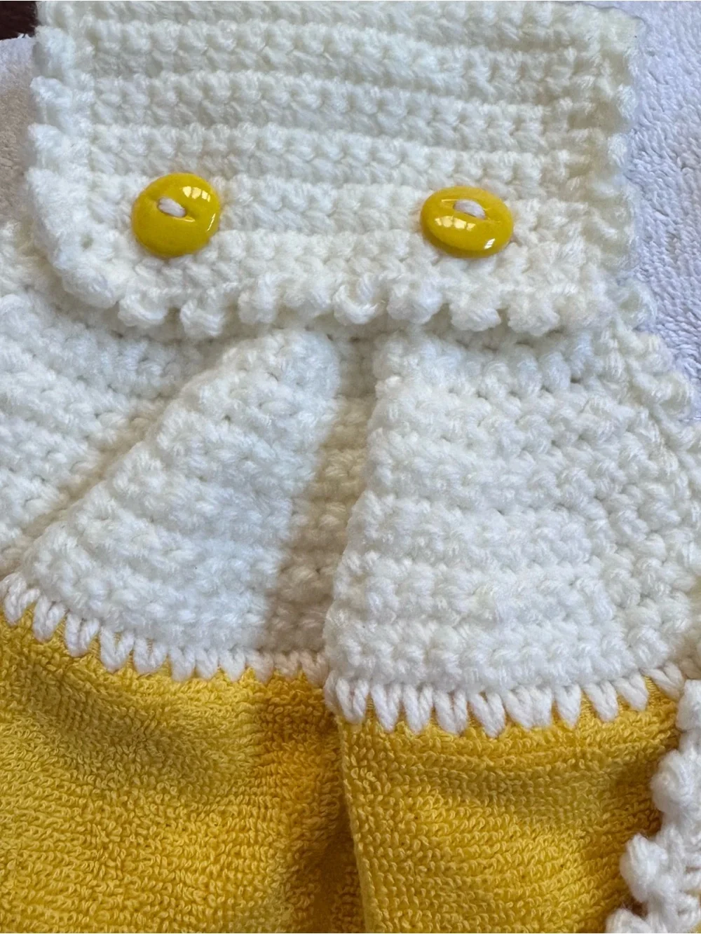 Handmade Yellow Crochet Hanging Kitchen Towels Pair